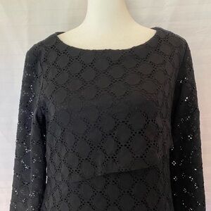 Women's Black Whimsygoth Layered Knee Length Dress 10 Mesh Crochet Witchy Goth